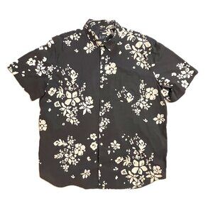 Men's GAP Black Floral Print Short Sleeve Shirt - Size XL